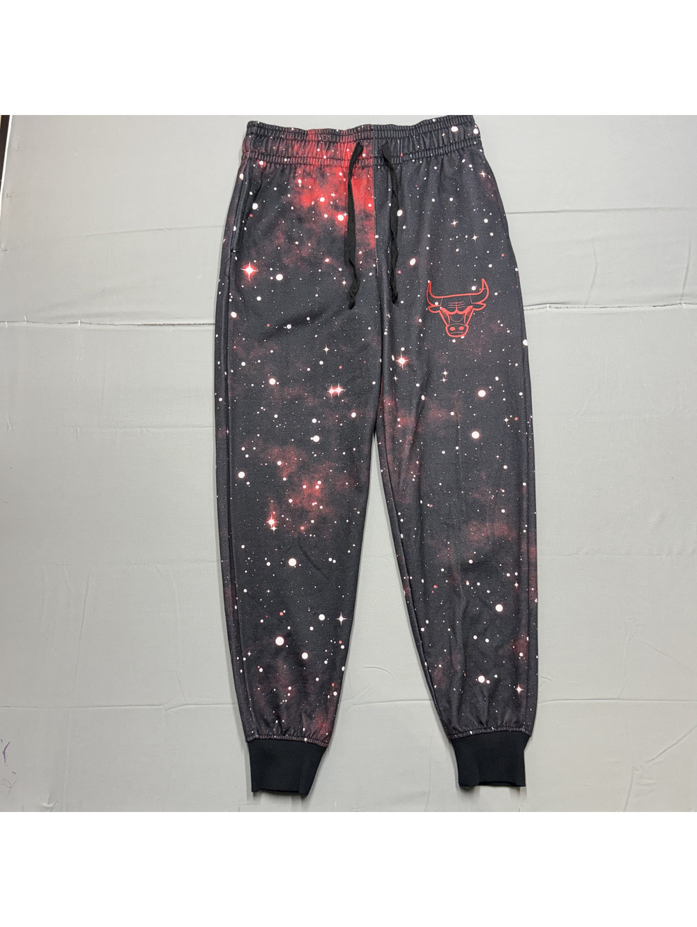 UNK NBA Chicago Bulls Galaxy Space Joggers Sweatpants Adult Medium Black Red